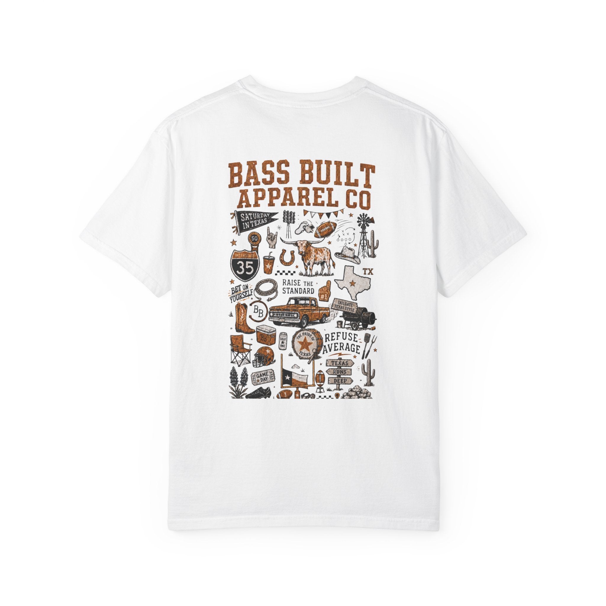 White T-shirt with large multicolor illustrated back graphic print
