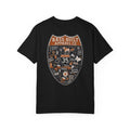 Black crew neck T-shirt with large back shield graphic print