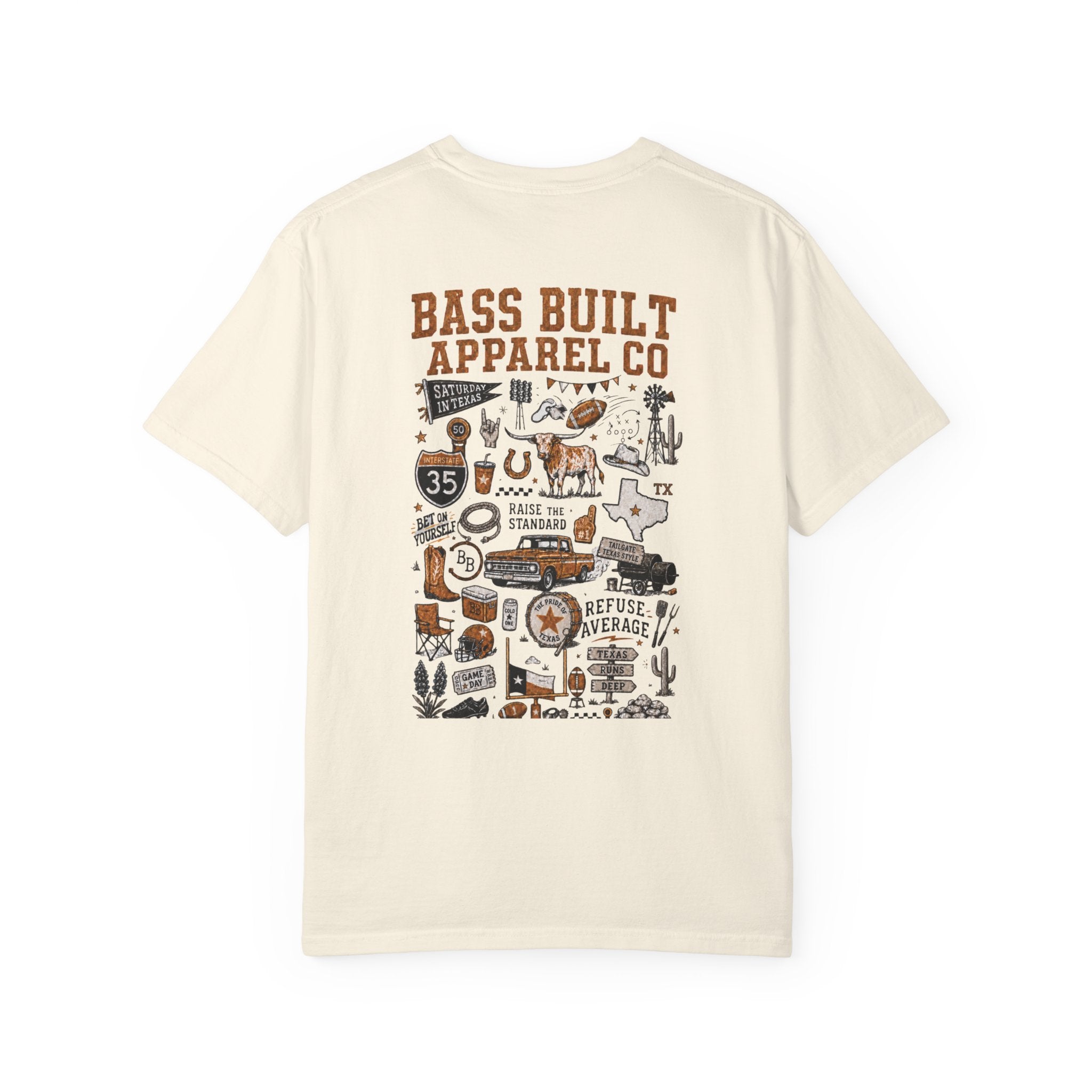 Cream T-shirt with large multicolor illustrated back graphic print