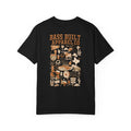 Black T-shirt with large multicolor illustrated back graphic print